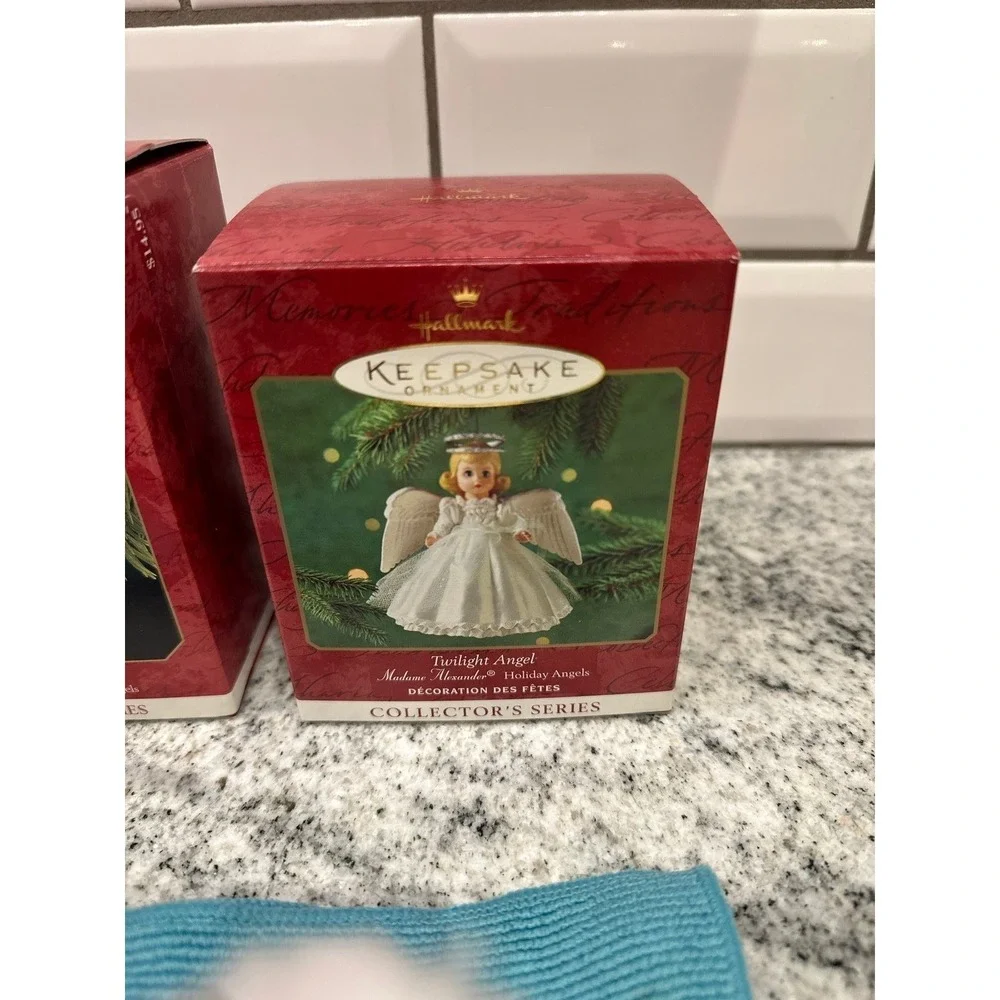 Hallmark Madame Alexander Holiday Angels Ornaments Red Blue 3pc Set 90s